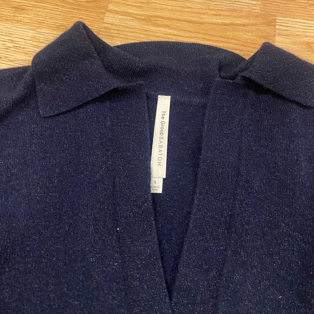 Babaton Merino Wool Navy Cricut Polo Sweater